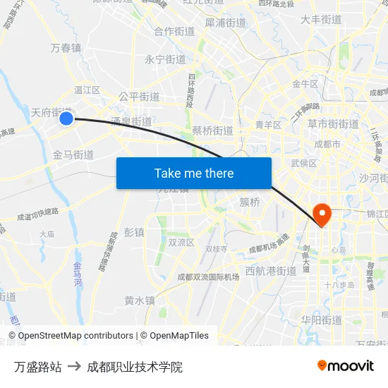 万盛路站 to 成都职业技术学院 map