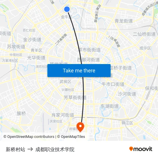 新桥村站 to 成都职业技术学院 map