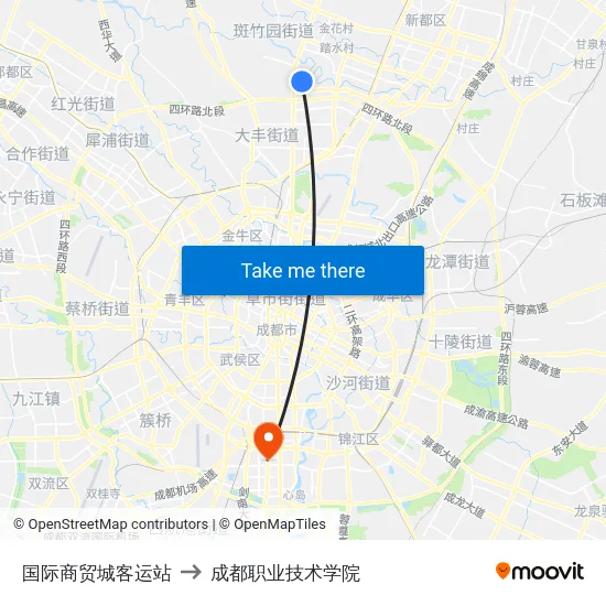 国际商贸城客运站 to 成都职业技术学院 map