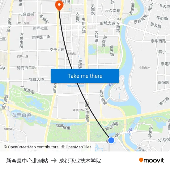 新会展中心北侧站 to 成都职业技术学院 map