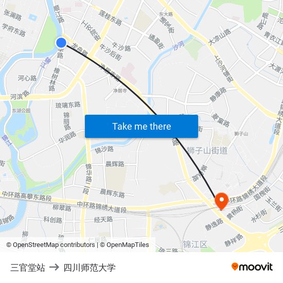 三官堂站 to 四川师范大学 map