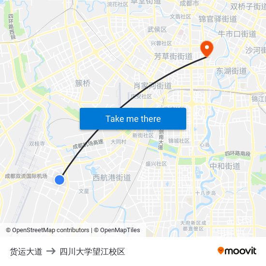 货运大道 to 四川大学望江校区 map