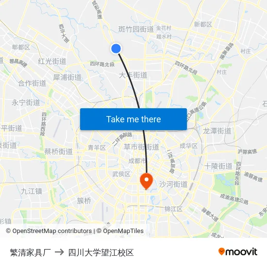 繁清家具厂 to 四川大学望江校区 map