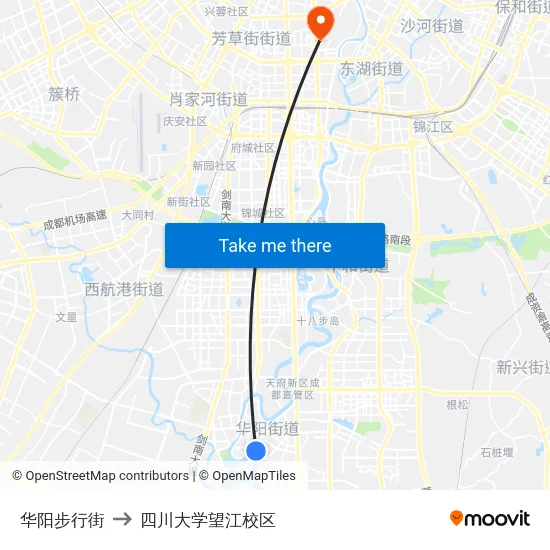 华阳步行街 to 四川大学望江校区 map