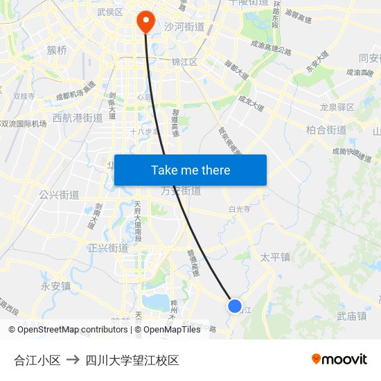 合江小区 to 四川大学望江校区 map