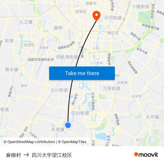 麻柳村 to 四川大学望江校区 map