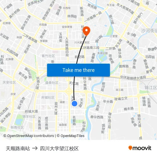 天顺路南站 to 四川大学望江校区 map