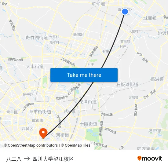 八二八 to 四川大学望江校区 map