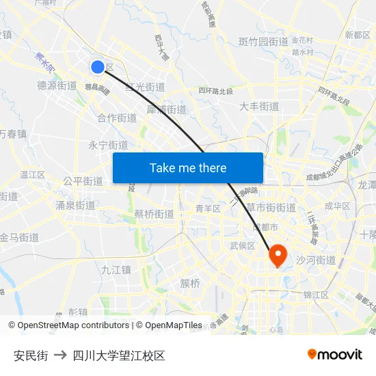 安民街 to 四川大学望江校区 map