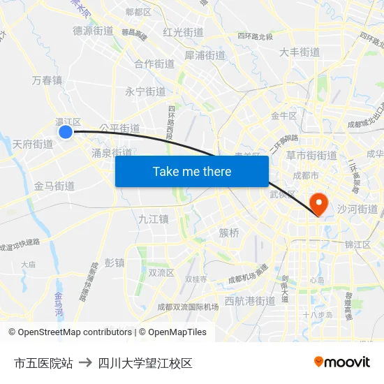市五医院站 to 四川大学望江校区 map