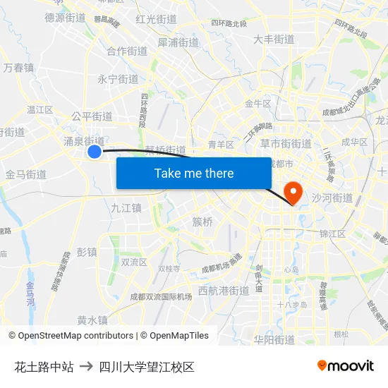 花土路中站 to 四川大学望江校区 map