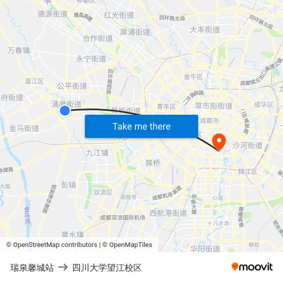 瑞泉馨城站 to 四川大学望江校区 map