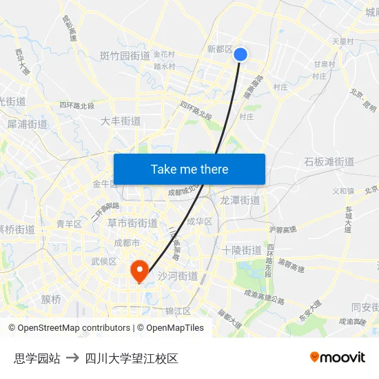 思学园站 to 四川大学望江校区 map