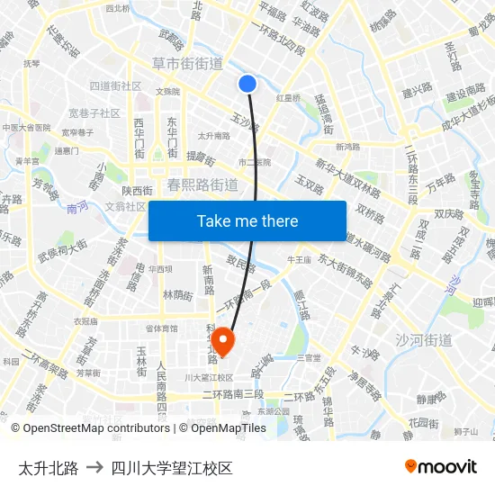 太升北路 to 四川大学望江校区 map