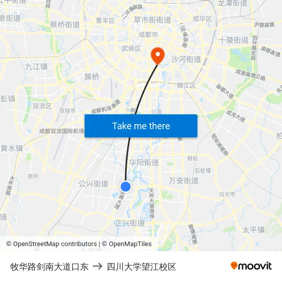 牧华路剑南大道口东 to 四川大学望江校区 map