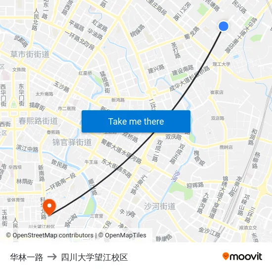 华林一路 to 四川大学望江校区 map