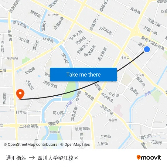 通汇街站 to 四川大学望江校区 map