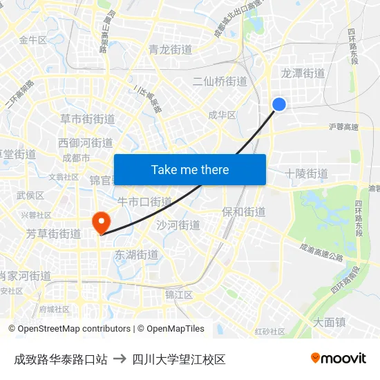 成致路华泰路口站 to 四川大学望江校区 map
