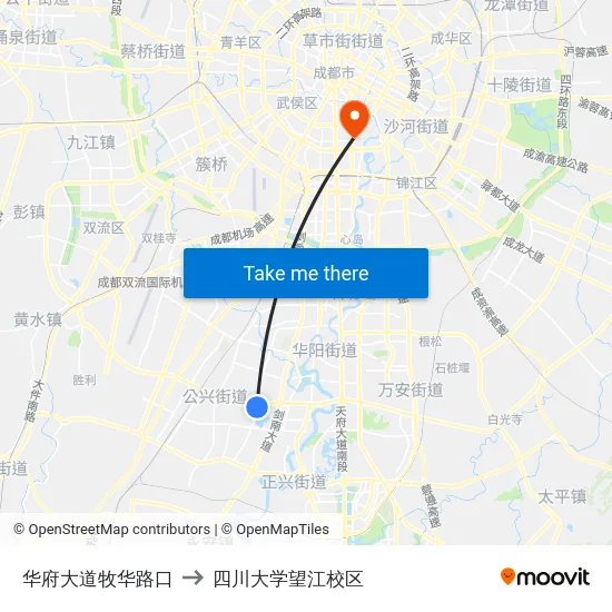 华府大道牧华路口 to 四川大学望江校区 map