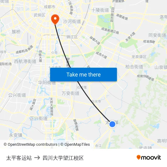 太平客运站 to 四川大学望江校区 map