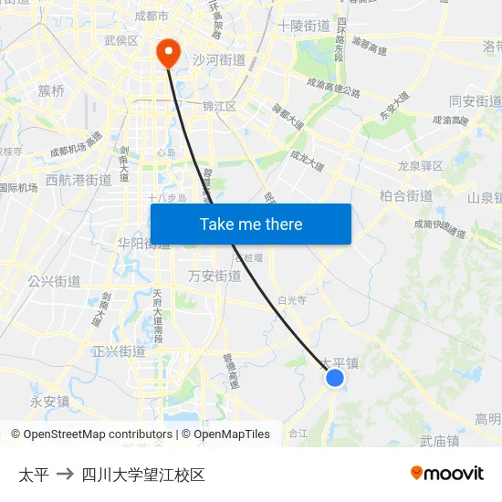太平 to 四川大学望江校区 map