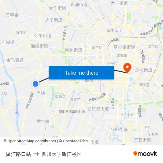 温江路口站 to 四川大学望江校区 map
