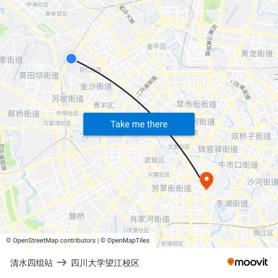 清水四组站 to 四川大学望江校区 map