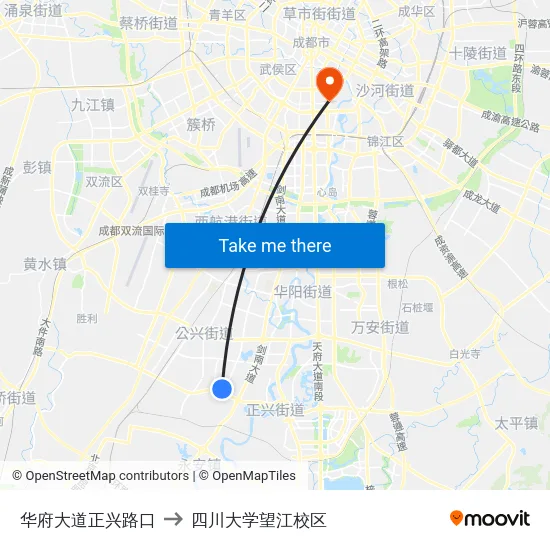 华府大道正兴路口 to 四川大学望江校区 map