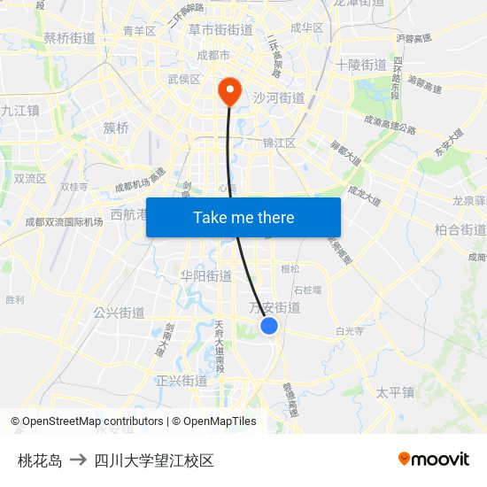 桃花岛 to 四川大学望江校区 map
