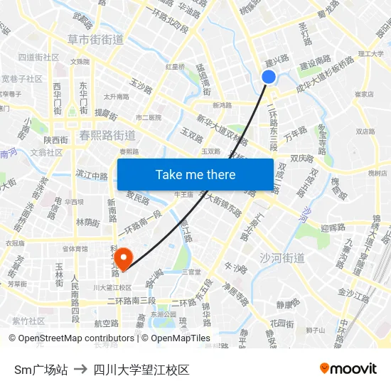 Sm广场站 to 四川大学望江校区 map