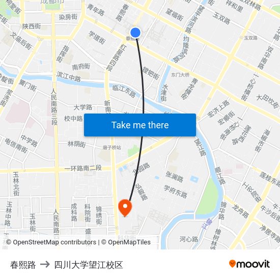 春熙路 to 四川大学望江校区 map