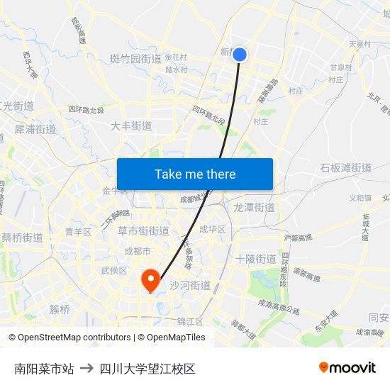 南阳菜市站 to 四川大学望江校区 map