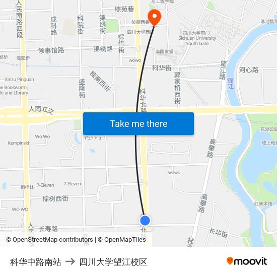 科华中路南站 to 四川大学望江校区 map