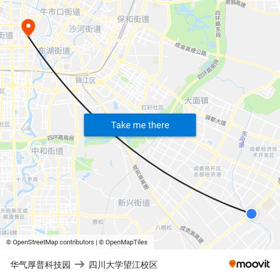 华气厚普科技园 to 四川大学望江校区 map