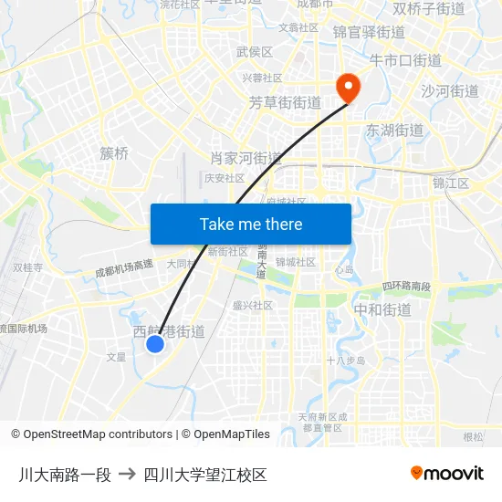 川大南路一段 to 四川大学望江校区 map