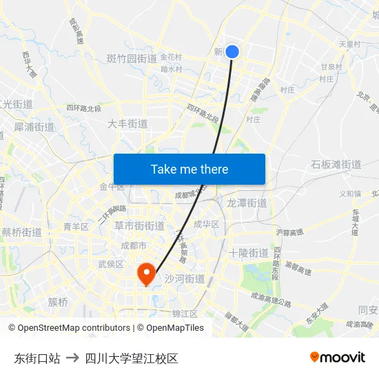 东街口站 to 四川大学望江校区 map