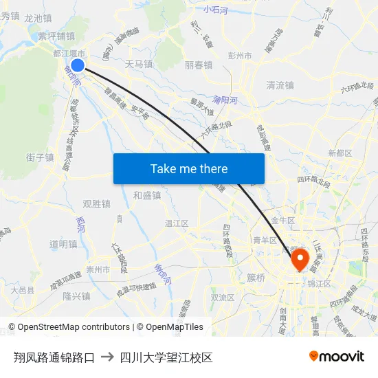 翔凤路通锦路口 to 四川大学望江校区 map