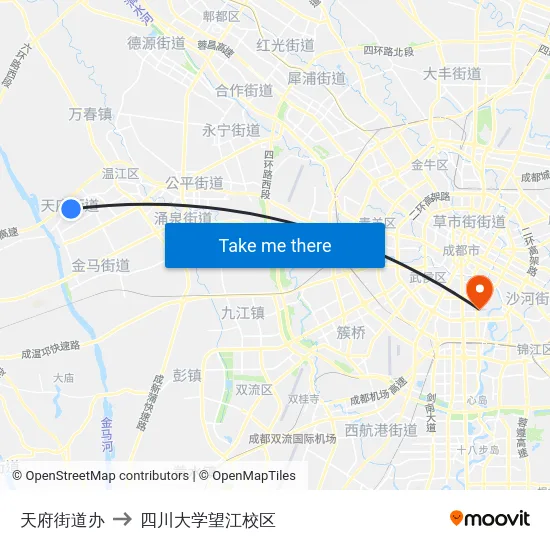 天府街道办 to 四川大学望江校区 map