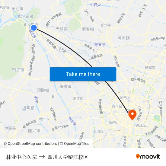 林业中心医院 to 四川大学望江校区 map