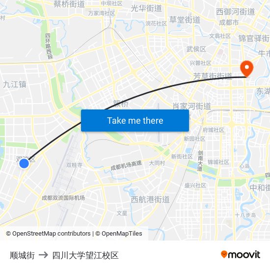 顺城街 to 四川大学望江校区 map