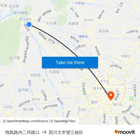 翔凤路内二环路口 to 四川大学望江校区 map