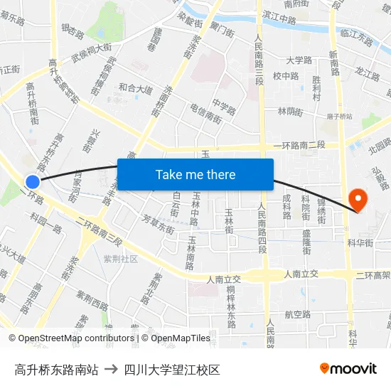 高升桥东路南站 to 四川大学望江校区 map