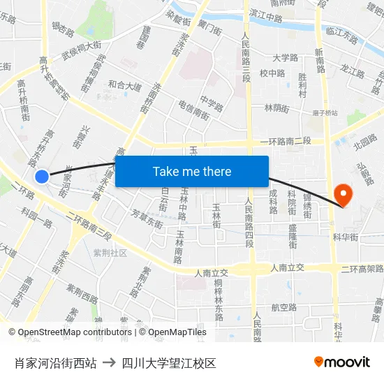 肖家河沿街西站 to 四川大学望江校区 map
