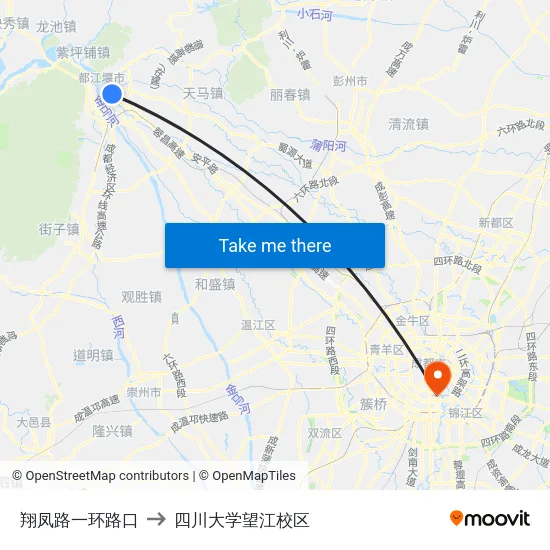 翔凤路一环路口 to 四川大学望江校区 map