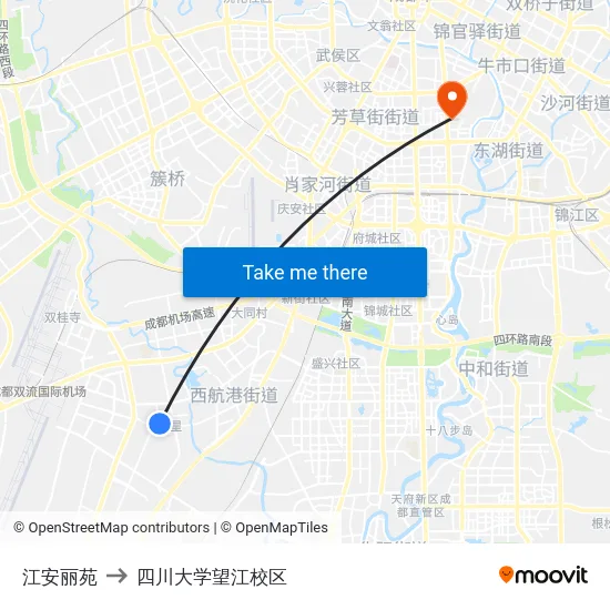 江安丽苑 to 四川大学望江校区 map