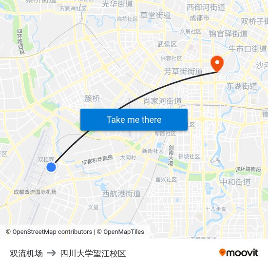 双流机场 to 四川大学望江校区 map