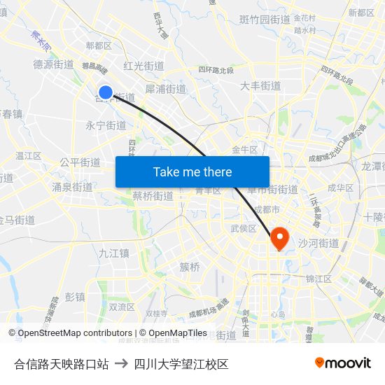 合信路天映路口站 to 四川大学望江校区 map