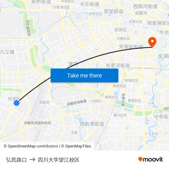 弘民路口 to 四川大学望江校区 map