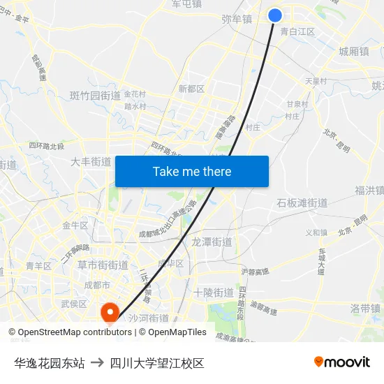 华逸花园东站 to 四川大学望江校区 map