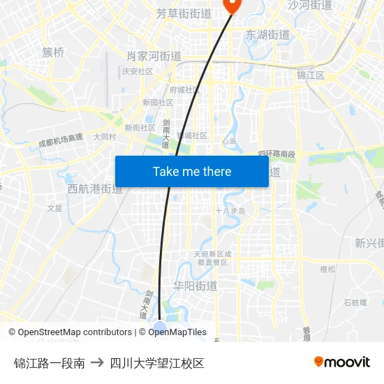 锦江路一段南 to 四川大学望江校区 map